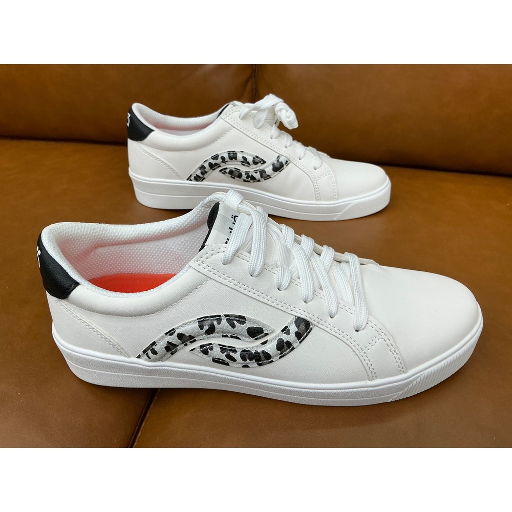 Ryka Viv Next Sneakers Women 8.5 White New Leopard Print Low Top Z1301